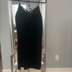 Aqua Black Velvet Dress with Spaghetti Straps